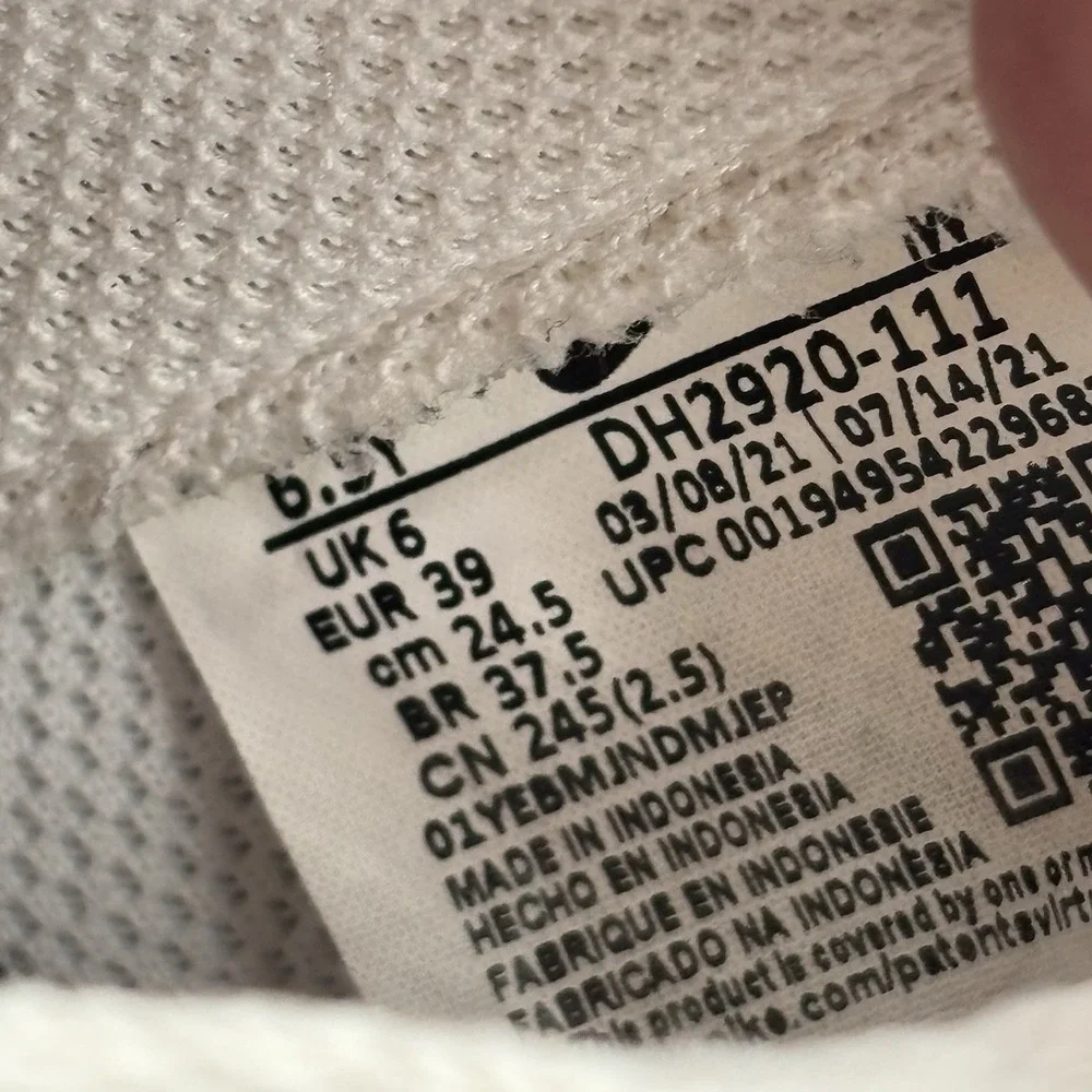 Nike Air Force One Sz US Kids 6.5Y-Wmns 5.5-Triple White‎ Low Cut Shoes Leather